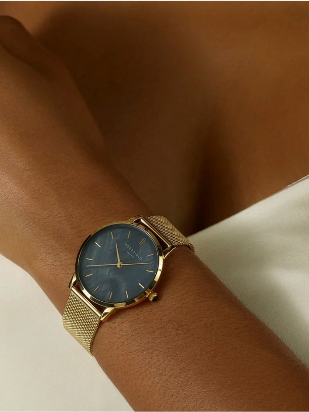 Rosefield Pearl Edit Gold Mesh Watch Strap - Picture 5 of 6